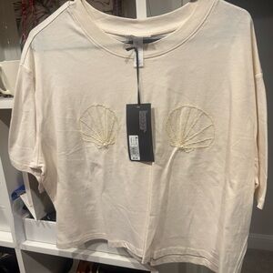 Cream Shell Embroidered Crop Top